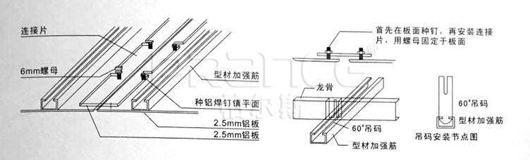 鋁單板內(nèi)部轉(zhuǎn)角安裝示意圖